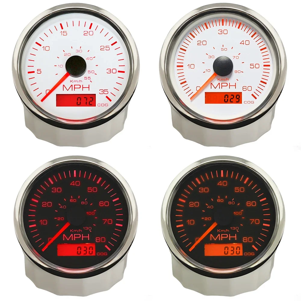 ELING GPS Speedometer 85mm Digital Drive Direction 0-35MPH 0-60MPH 0-80MPH with Red Yellow Backlight for Car Boat COG 9-32V