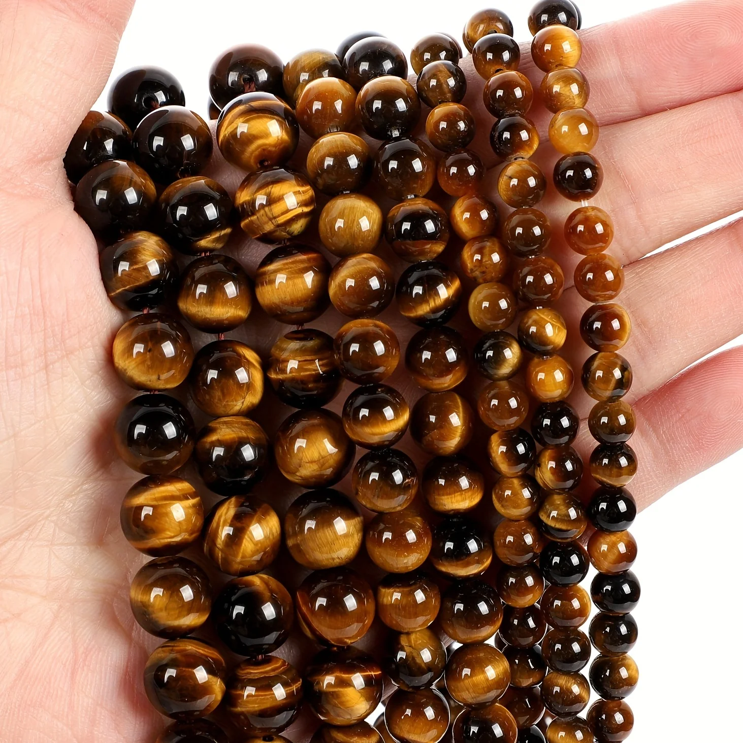 Natural Stone Real Yellow Tiger Eyes Stone Beads Round Loose Spacer Bead For Jewelry Making Bracelet Necklace Accessories 15