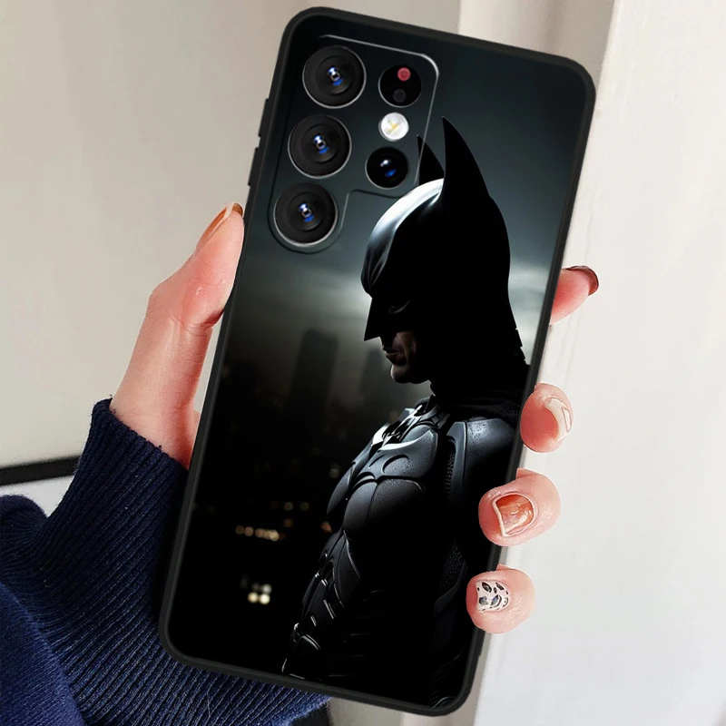 Fajny B-Batman bohater dla Samsung Galaxy S24 S23 S22 S21 S20 FE S10e S10 S9 Ultra Plus miękki TPU czarny futerał na telefon