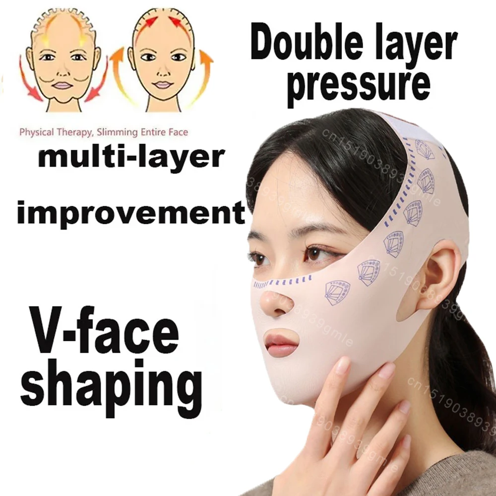 قابلة لإعادة الاستخدام الوجه التخسيس ضمادة الخامس الوجه رفع شركة قناع المشكل المضادة للتجاعيد النوم قناع الوجه الجمال أداة العناية بالبشرة تنفس #1