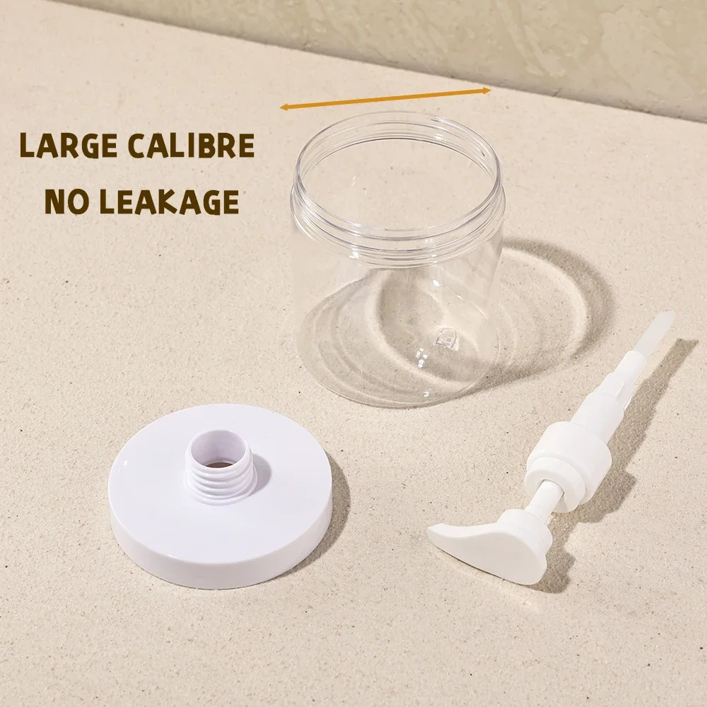 

A 1pc 500ml/1000ml Pump Bottle Dispenser Plastic Refillable Bottles Wide Mouth Style Refillable Empty for Travel Shower Soap