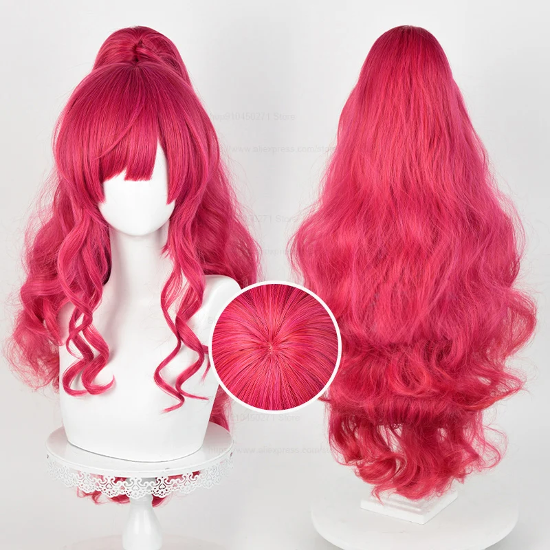 

Pinkie Pie Cosplay Wig 2 Styles Anime Pinkamena Diane Pie Long Red Curly Heat Resistant Synthetic Hair Halloween Wigs + Wig Cap