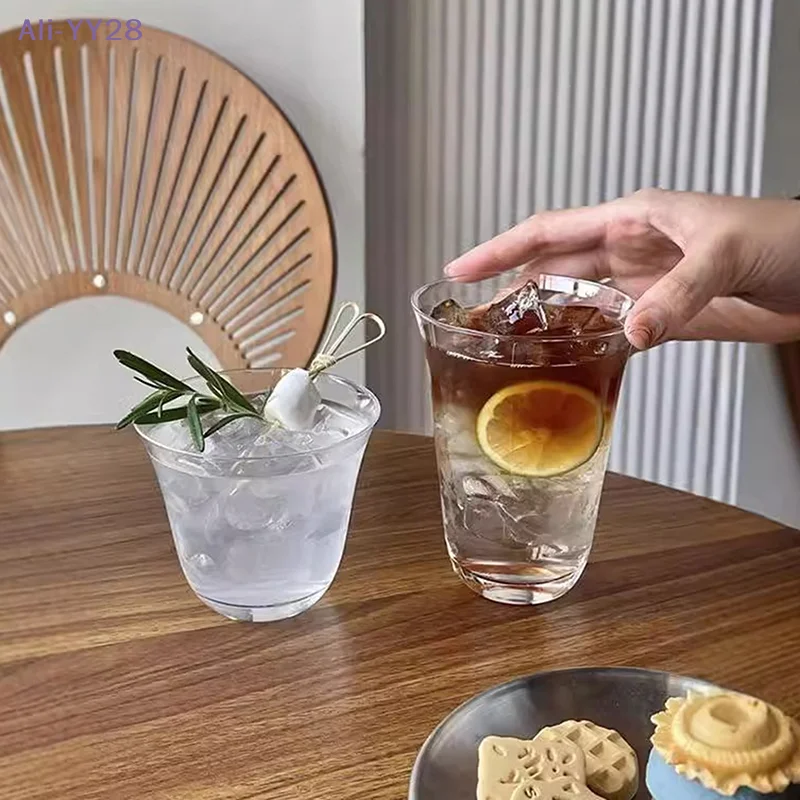 【YY28】280/385ml High Borosilicate Glass Clear Cup Water Drinks Cup Whiskey Beer Tea Mug Milk Coffee Mugs Party Drinkware