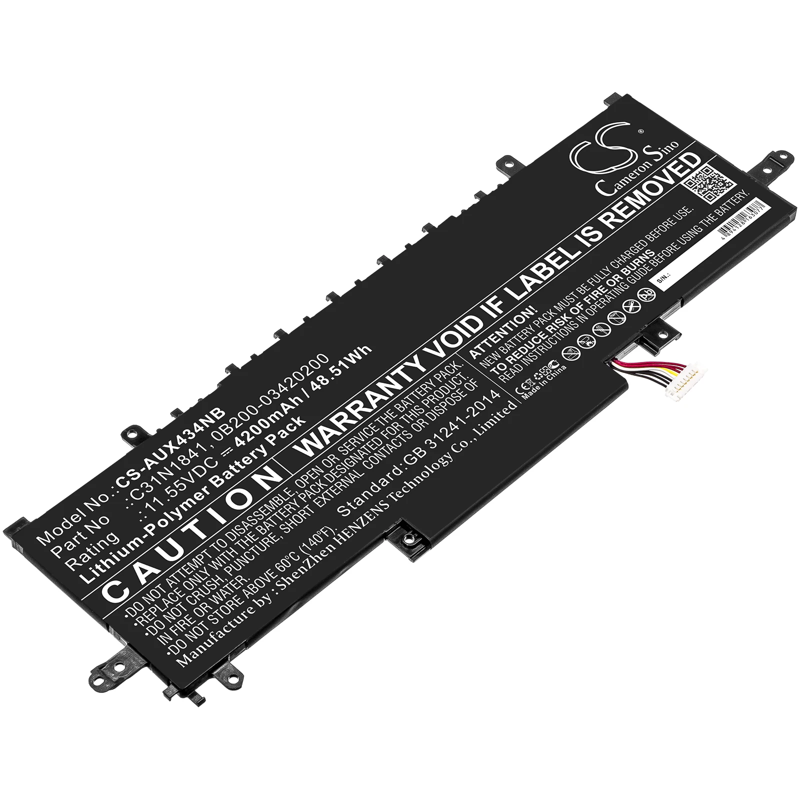 Li-Polymer Battery for Asus 11.55V 4200mAh Compatible models: ZenBook 14 UX434FL-AI034R,ZenBook 14 UX434FLC-A5255R,ZenBook 14 UX
