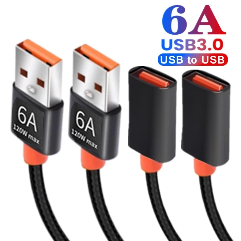 2/1Pcs USB 3.0 Extension Cable Female To Male Extender Cord 6A High-Speed Transmission Data Cable for Laptop Computer Camera TV