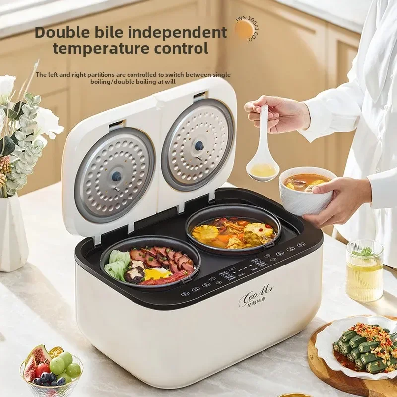 New multifunctional double bile rice cooker household 5L smart touch screen all-in-one double steamer rice cooker