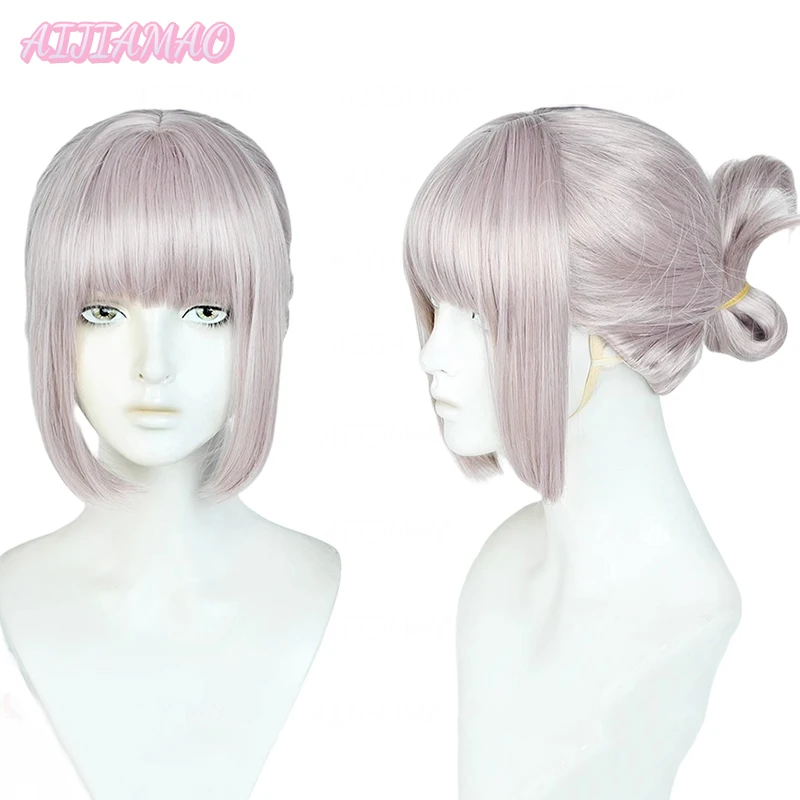 

Anime FGO Fate Grand Order Oberon Cosplay Wig Grey Pink Wig Heat Resistant Synthetic Hair Halloween Role Play Wig + Wig Cap