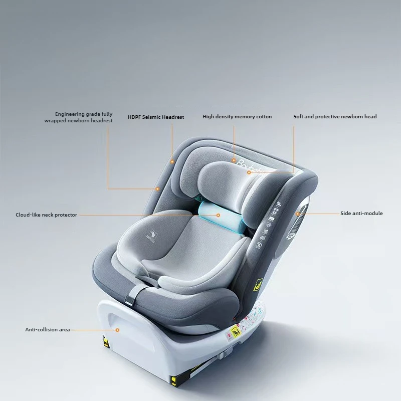 ADAC i-size child car safety seat, suitable for babies aged 0-12 years old to sit or lie down, with ISOFIX hard interface