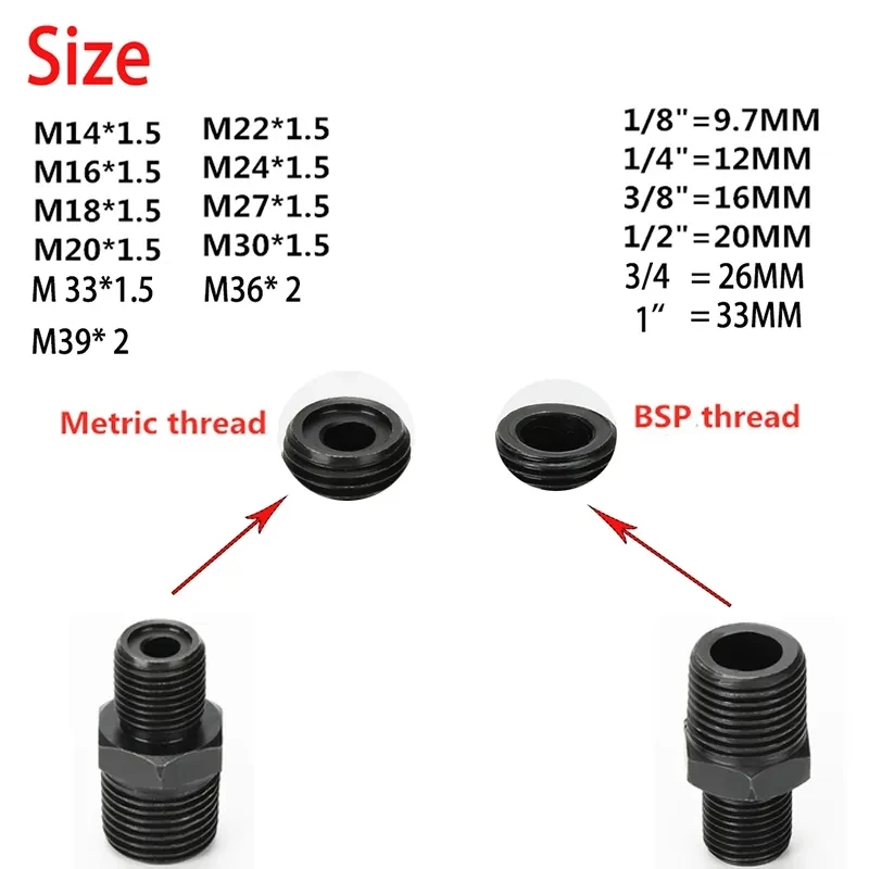 High Pressure Oil Tubing Joints Carbon Steel Metric Thread M14 M16 M18 M20 to BSP 1/8\