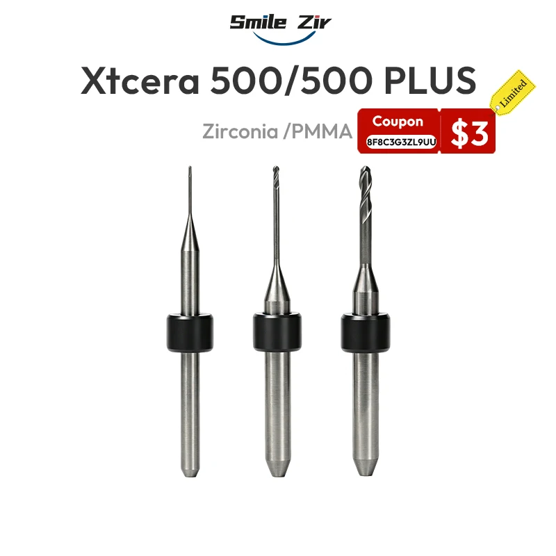 

Xtcera 500/500 PLUS Dental Milling Burs for Zirconia PMMA Coating Milling Cutter Diameter Drill Dental Lab Grinding Tool