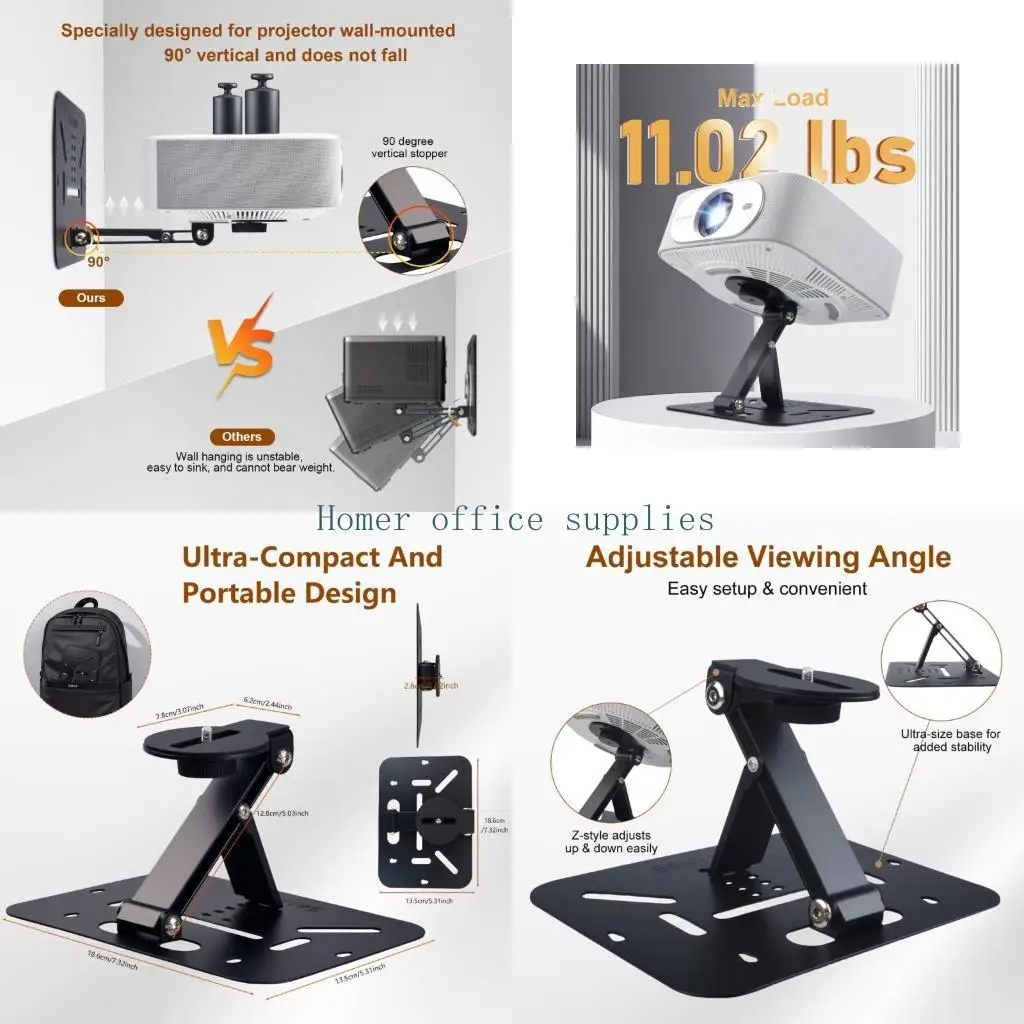

K43B Поддержка проектора с несколькими углами поворота на 180°, регулируемые соединения, складная подставка