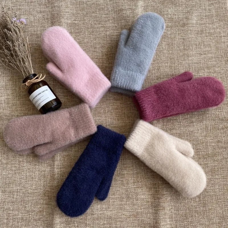 قفازات شتوية، قفازات نسائية مخملية سميكة دافئة بأصابع، قفازات ركوب الخريف والشتاء مضادة للبرد والدافئ #5