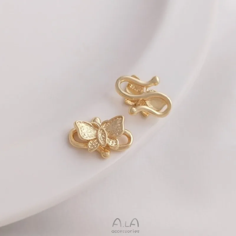 14K Gold Color Pearl Buckle Butterfly Lotus S-shaped Buckle DIY Fish-shaped Fish Hook Buckle Bracelet Necklace Ending Accessorie
