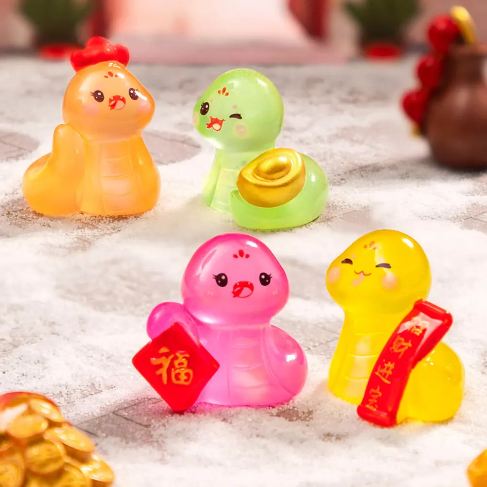 

8 PCS Micro Landscape Snake Ornaments Chinese New Year Figurine 2025 Statues Trinkets Bonsai Resin Baby