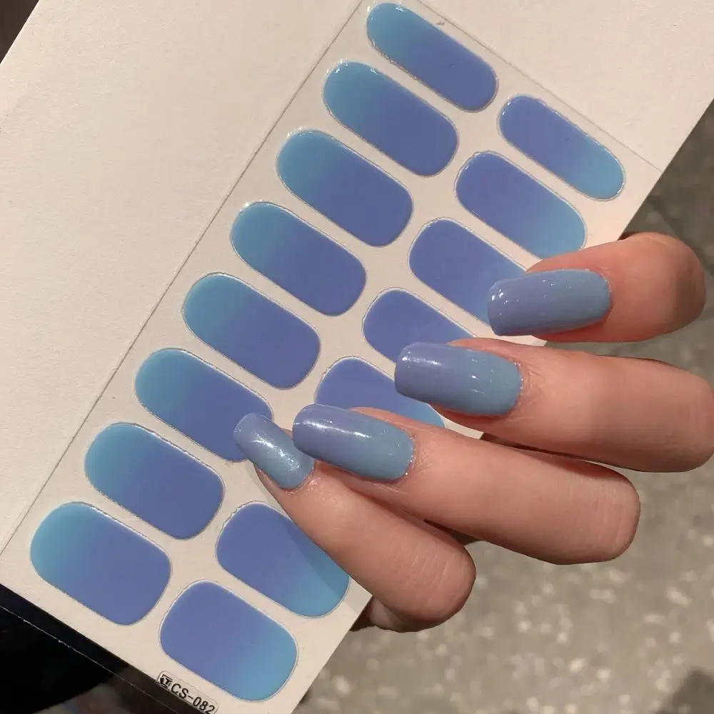 長持ちするネイルステッカー,14タブレット,日曜大工,日曜大工,粘着性,フルカバー,デカール,グラデーションカラー,夏