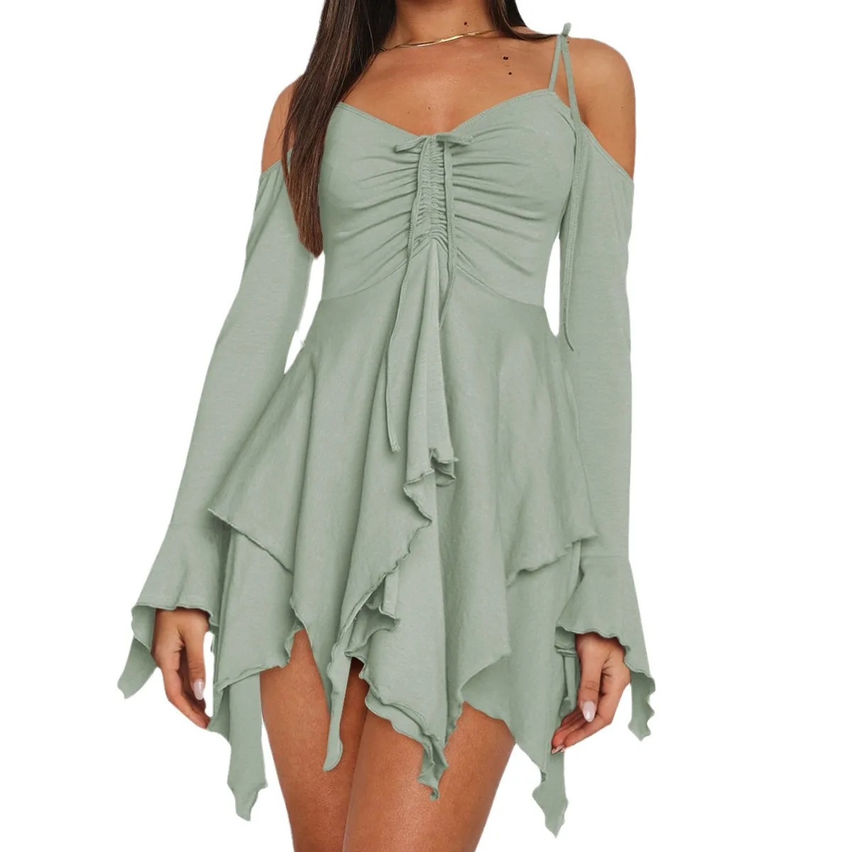 Vestido Longo de loween com Saia Curta, Gown Assimétrico Sem Alças, Design Mosaico Flipkart, Cintura Alta, Sem Marca