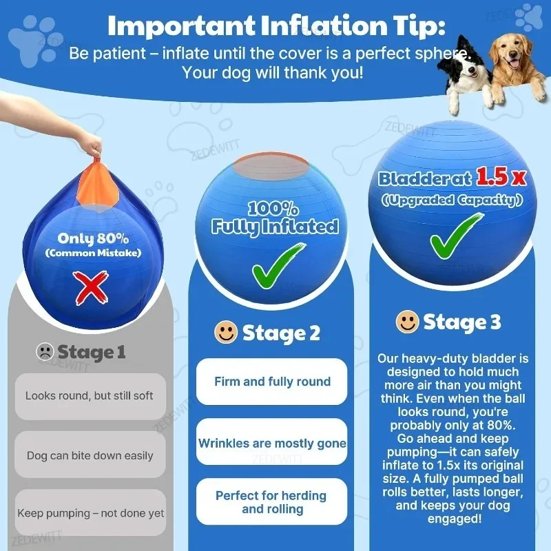 Pet Dogs Toys Supplies Durable Safe Inflatable Big Ball Large Dog Interactive Training Ball Play Throw Relieve Boredom Grab Fun