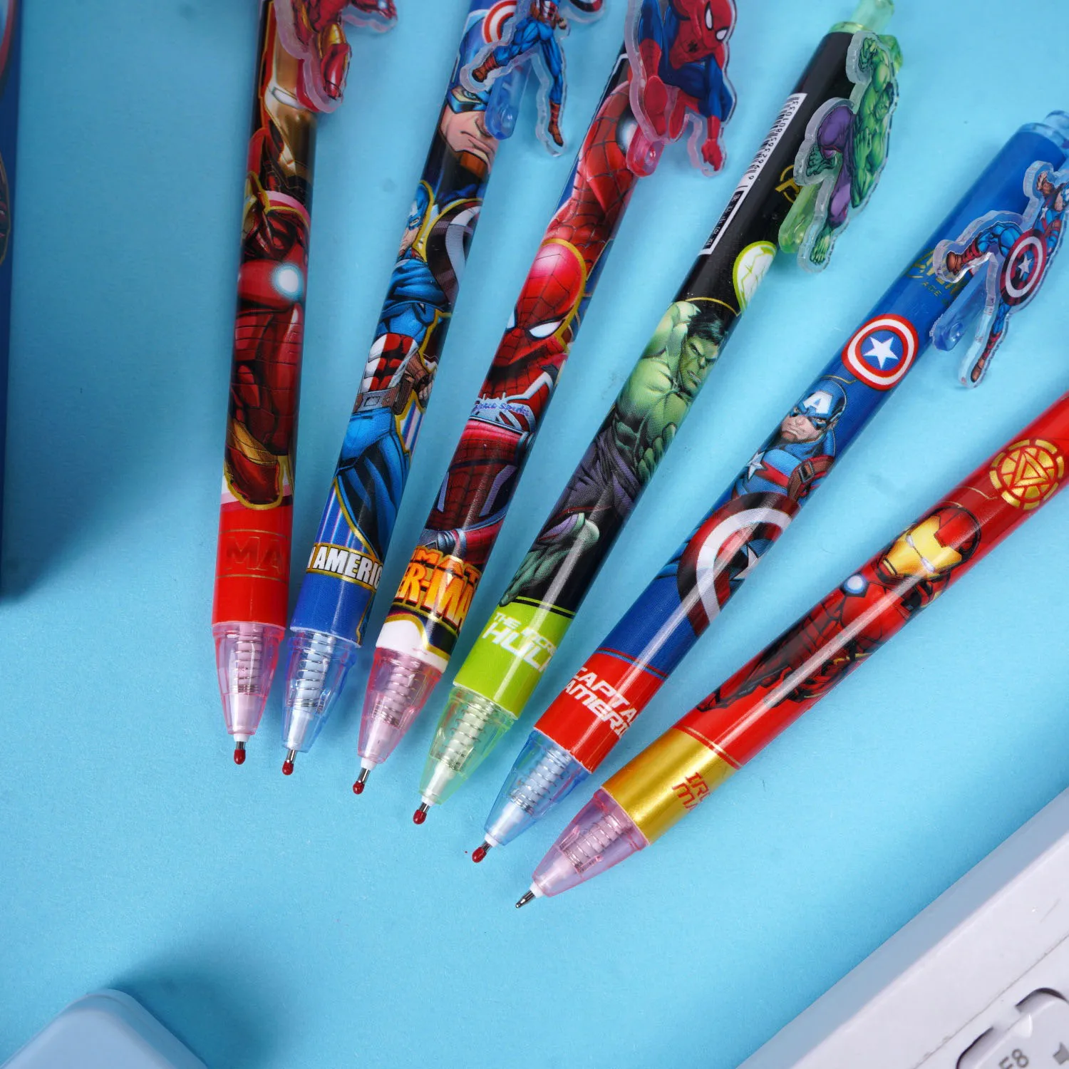 12/48pcs For Marvel Gel Pens Quick-Drying Pens, Student Writing Cartoon Ballpoint Pen Press Pen Markings School Stationery Gift - view 5