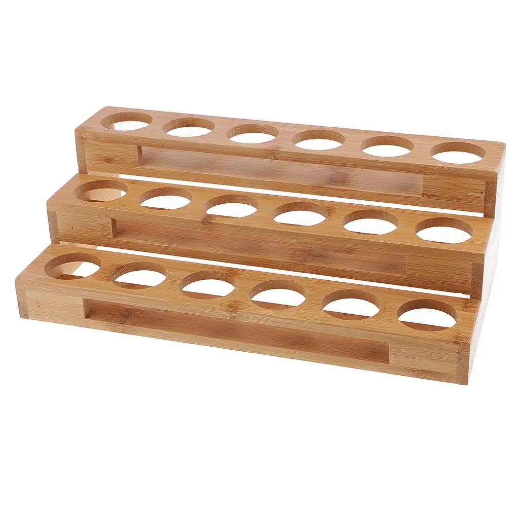 18-Slot Oil Storage Wood Rack Essential Container Organizer Case