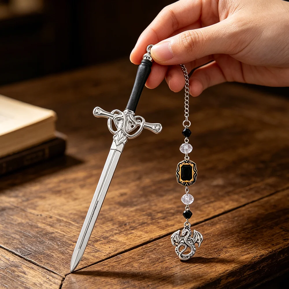 Fantasy Sword Dragon Bookmark Fantasy Novel Lover Book Accessory Acotar Romantic Gift for Women School and Office Supplies