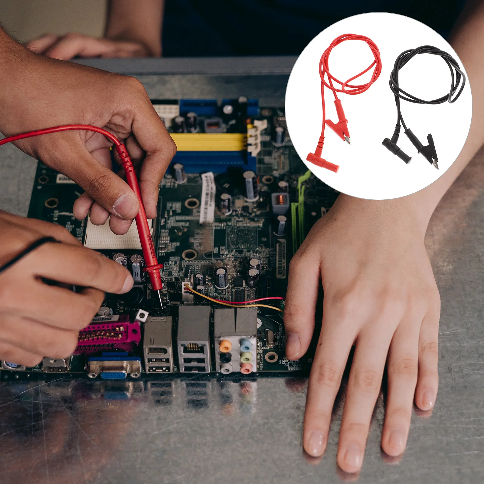 Pinzas de cocodrilo para multímetro, sonda de prueba para cables de reparación de automóviles eléctricos, Cable de prueba duradero y confiable, 1 par