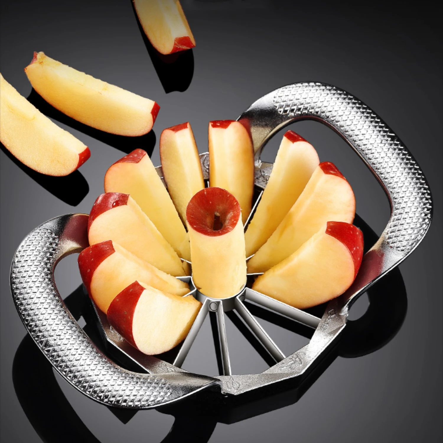 

LFGB Certification 304 Stainless Steel Kitchen Fruit Divider 8 or 12 Pieces Apple Sectionizer Pear Corer Pitaya Cutter for Home