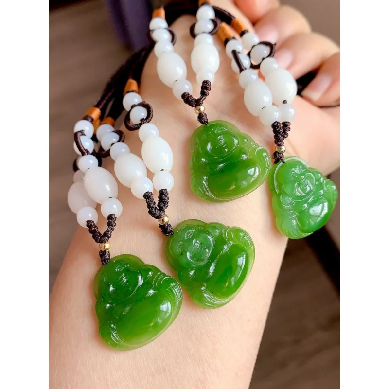 

Hetian Jade Jasper Necklace Men Women, Exquisite and Versatile Buddha Pendant