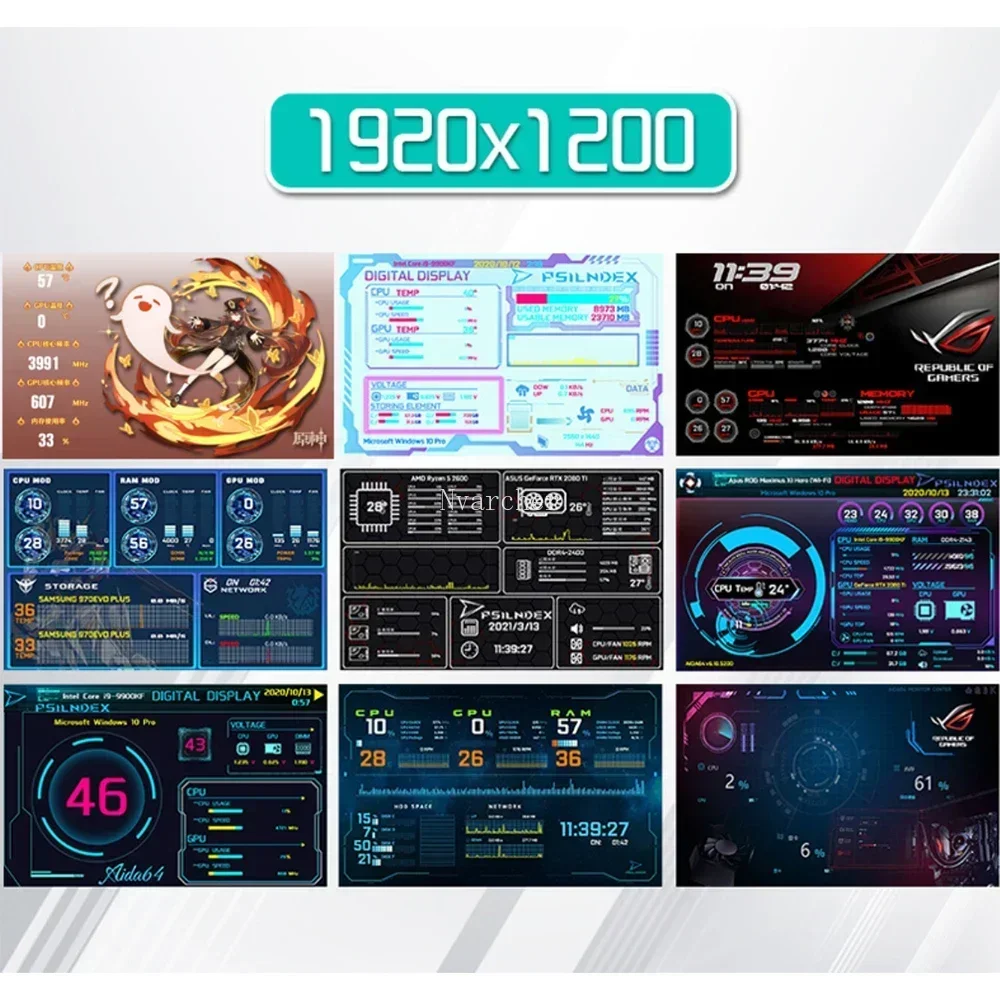 Nvarcher 7 인치 1920*1200 섀시 전기 자동 리프터 디스플레이 컴퓨터 보조 화면 aida64