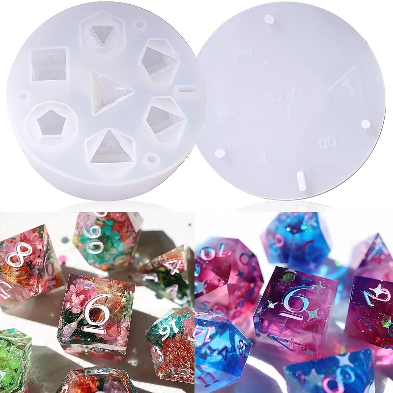 Dnd scharfe Kante Würfel Silikon form für 7 Stück Harz Würfel Set handgemachte DIY Herstellung Dekor Kunst handwerk hand gefertigte Handwerk Werkzeug Würfel Form Set