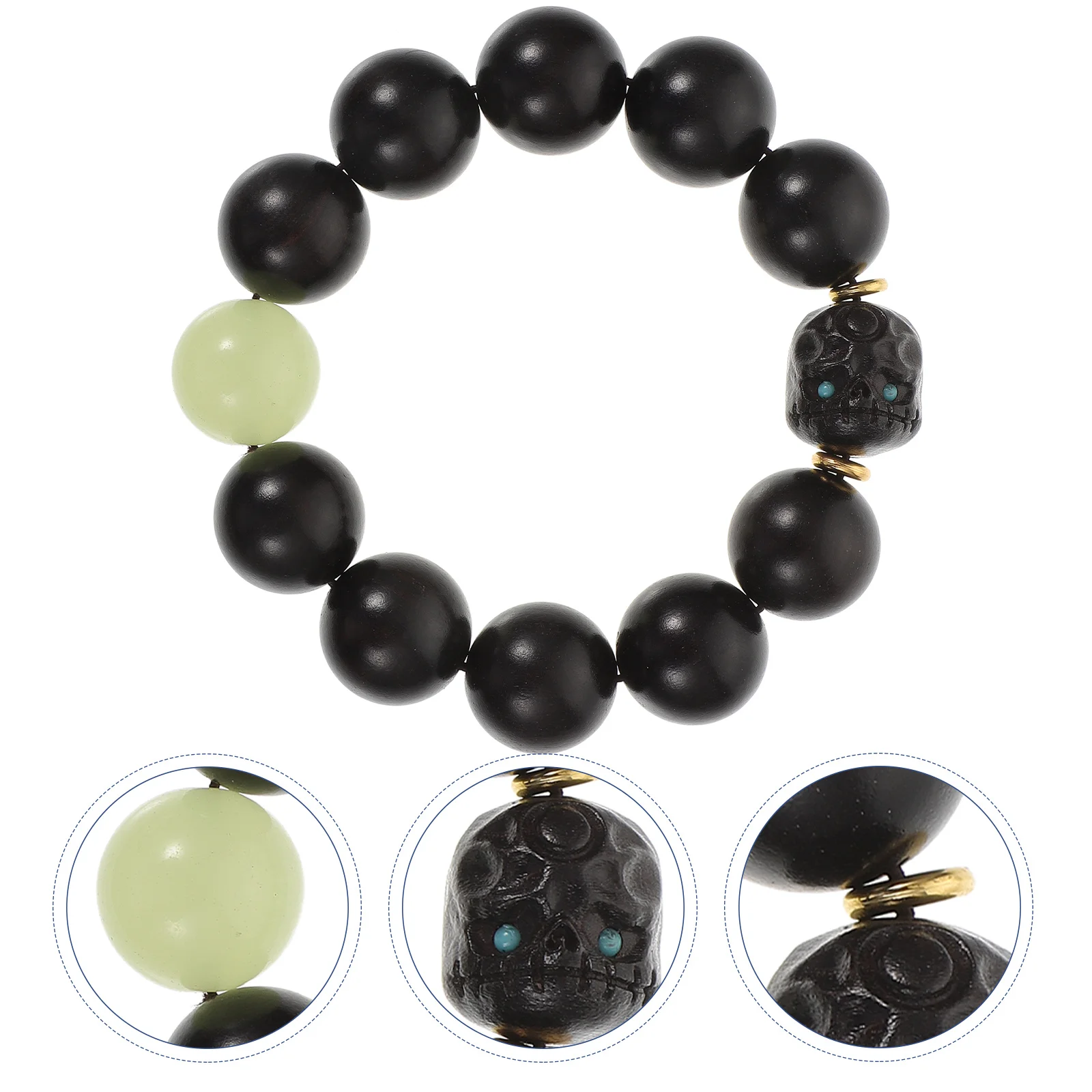 

1Pcs Ebony Buddhist Beads Bracelet Creative Vintage Wood Beads Chain Comfortable Daily Wear Wooden Jewelry Gift