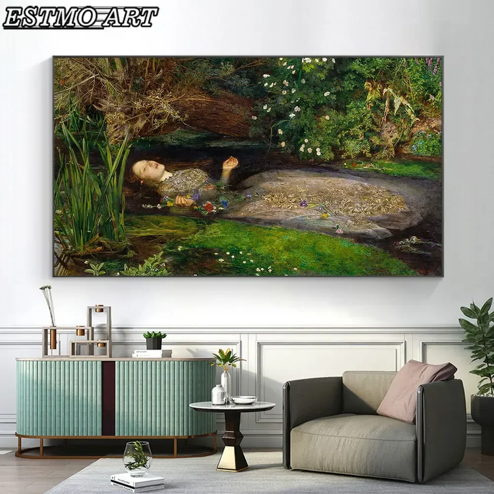 Canvas Prints Ophelia Canvas Painting With Frame Wall Art Famous Oil Painting John William Waterhouse Artwork Picture Vintage Po