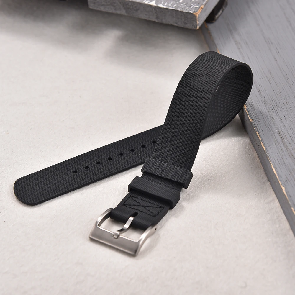 High Quality Rubber Watch Strap 20mm 21mm 22mm Ribbed Military Style Watchband Single Pass Waterproof Silicone Watch Bands