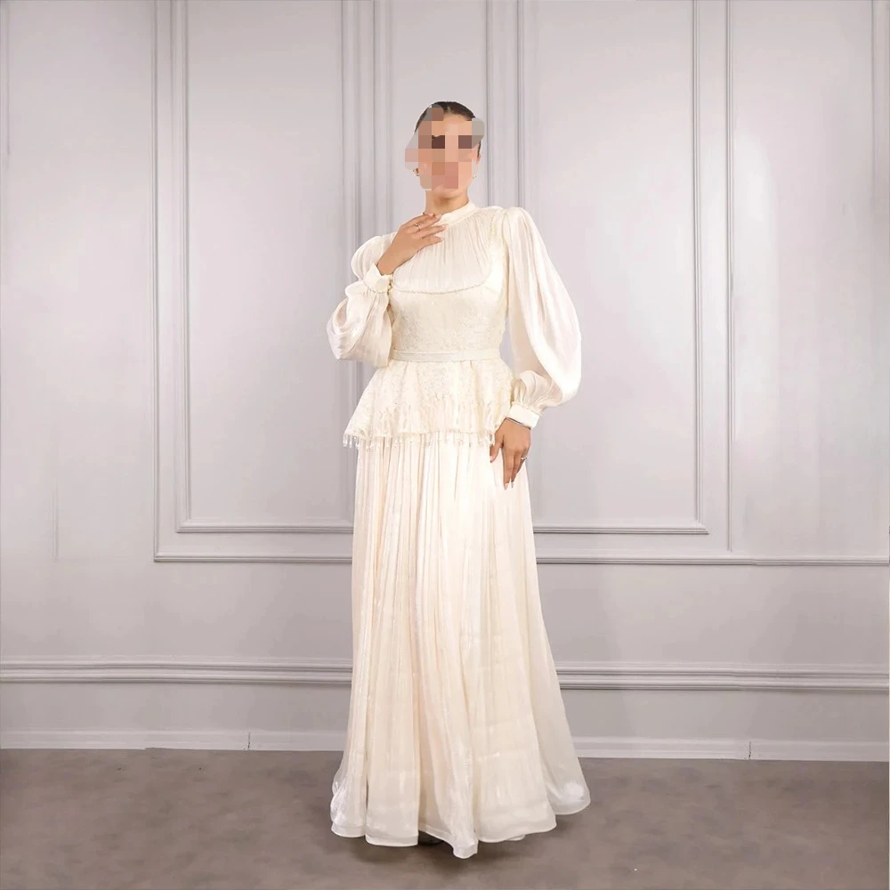 Maßgeschneiderte lange Abendkleider mit langen Ärmeln, elegante Ballkleider für formelle Anlässe, Perlenkristall 2025, knöchellange Ballkleider