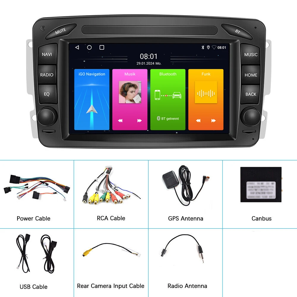 Wireless CarPlay GPS Android Car Radio Navigation For Mercedes-Benz E-Klasse W210 E36 E50 E55 E200 E220 E230 E240 E250 E270 E280