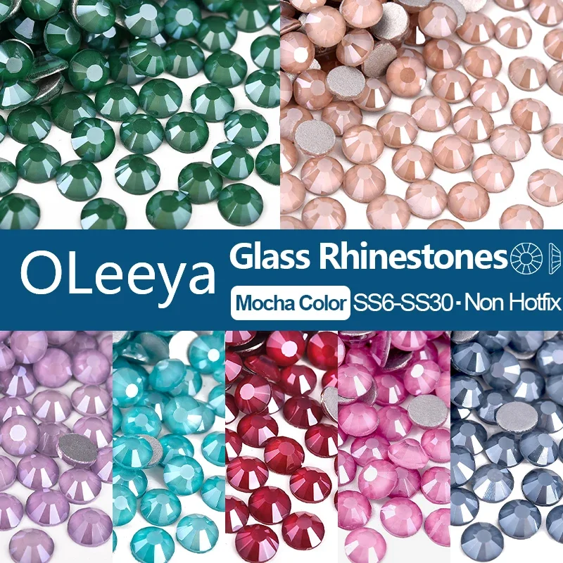 OLeeya Glam Mocha Crystal Glass Flatback Rhinestones Glue On Non Hotfix Strass Stones for Nail Art Crafts Decoration стразы