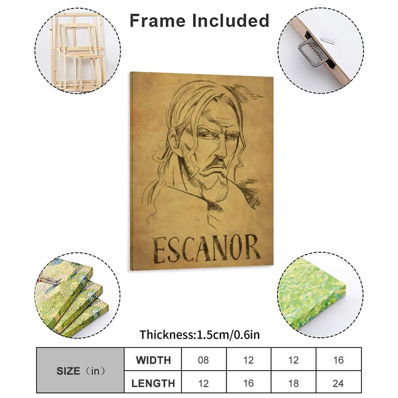 Escanor Wanted Canvas Painting Garage Club Poster Merlin King Gowther Diane Meliodas Wanted Framed Wall Paintings
