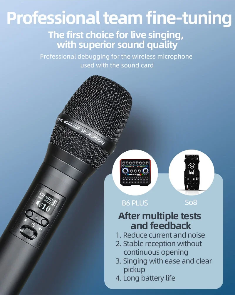 

LS05 Professional Dual Handheld UHF Wireless Microphone System, Wireless Charging Microphone For Singing And Karaoke With Stock