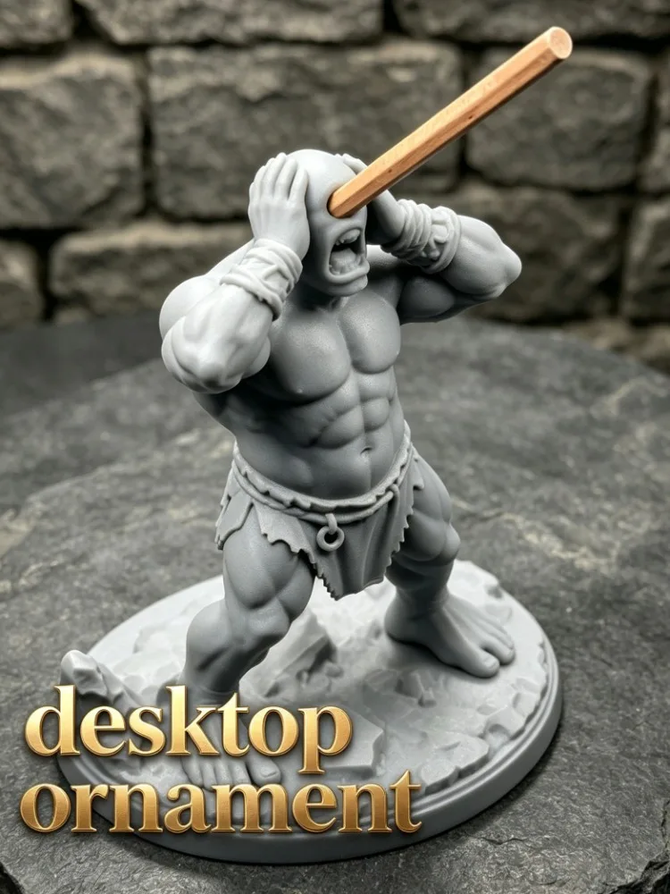 3D Printed Cyclops Giant Pencil Holder Figurine Pen Stand Medieval Fantasy Monster Statue for Tabletop Collection Decor Gift