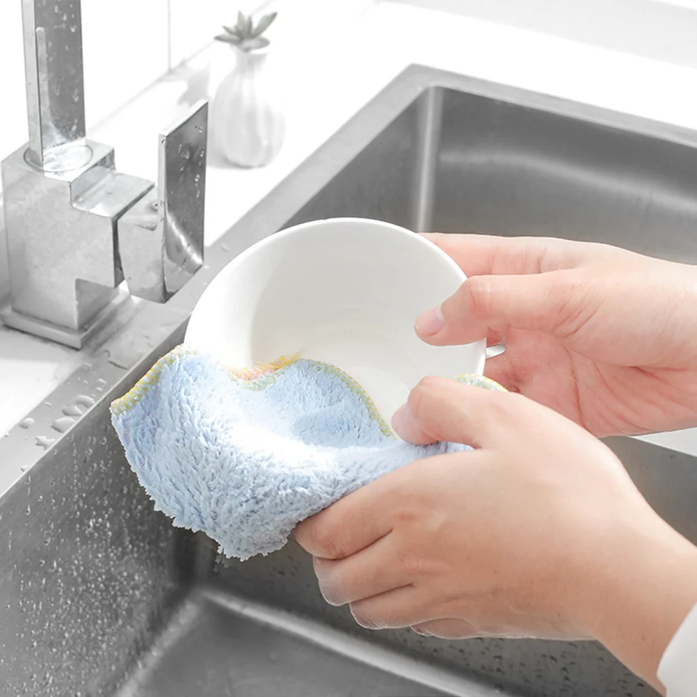 

5Pcs High Water Absorption Microfiber Cleaning Cloth Multipurpose Kitchen Towel Pink Blue Green Yellow Duster Cloth No Odor