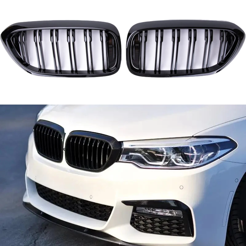 

For Bmw 5 Series G30 G38 525I 530I 540I 550I Car Front Bumper Grille Kidney Racing Grill Double Line Slat Grilles 2018-2020