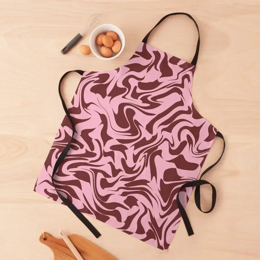 

Pink and brown swirl print Apron Kitchen Household Items chefs Art professional hairdresser Apron