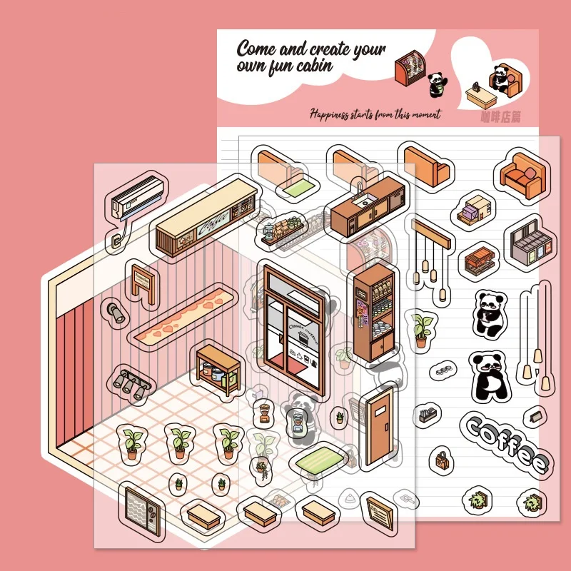 Scenic Miniature House Stickers, 3D Stereoscopic Visual Pile-up Scenic Stickers, Stress Relief Microscopic Scene DIY