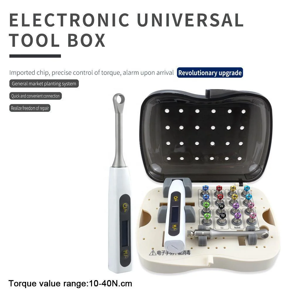 Hot Selling! den tal Electric Universal imp lant Kit Abutment Wrench 10-40Ncm Tools 16 Drivers with Box