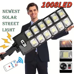 Super Bright 1008 LED Solar Lights Outdoor Street Lamp 3 modes IPX65 Waterproof Garden Lighting With Smart Motion Sensor