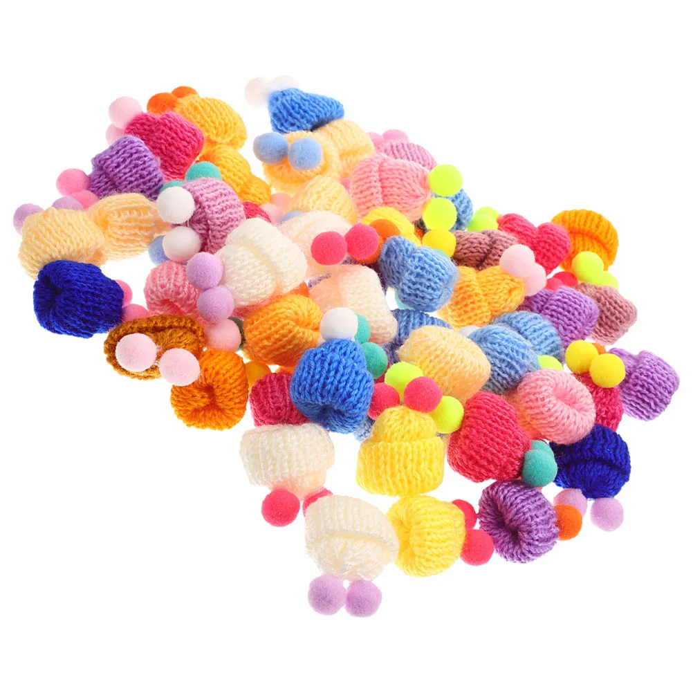 100 قطعة قبعات بوم صغيرة صغيرة الحرف الحياكة الصوفية ورأى قابلة لإعادة الاستخدام الغزل اكسسوارات ديكور ثلج DIY بها بنفسك هدايا عيد الميلاد المنزل #3