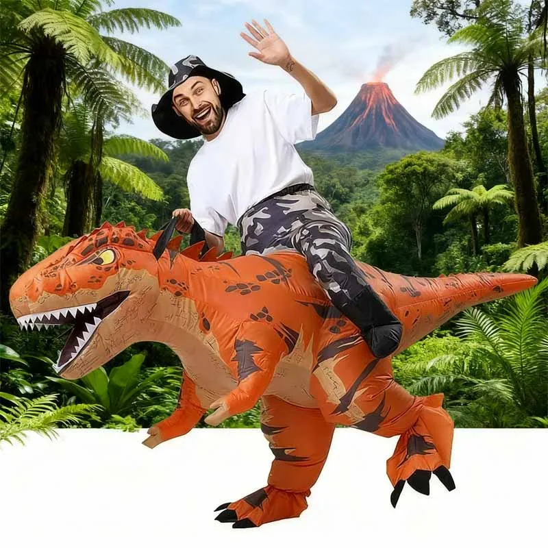 Equitação tiranossauro rex traje inflável engraçado tiranossauro dino explodir terno natal halloween carnaval desempenho terno