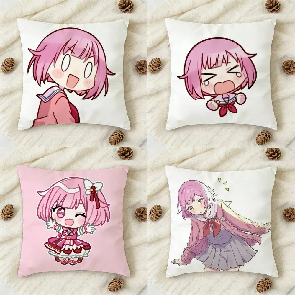 Anime Figure Emu Otori Cartoon Style Double-sided Printed Square Decorative Cushion Cover for Sofa Living Room Home Decor