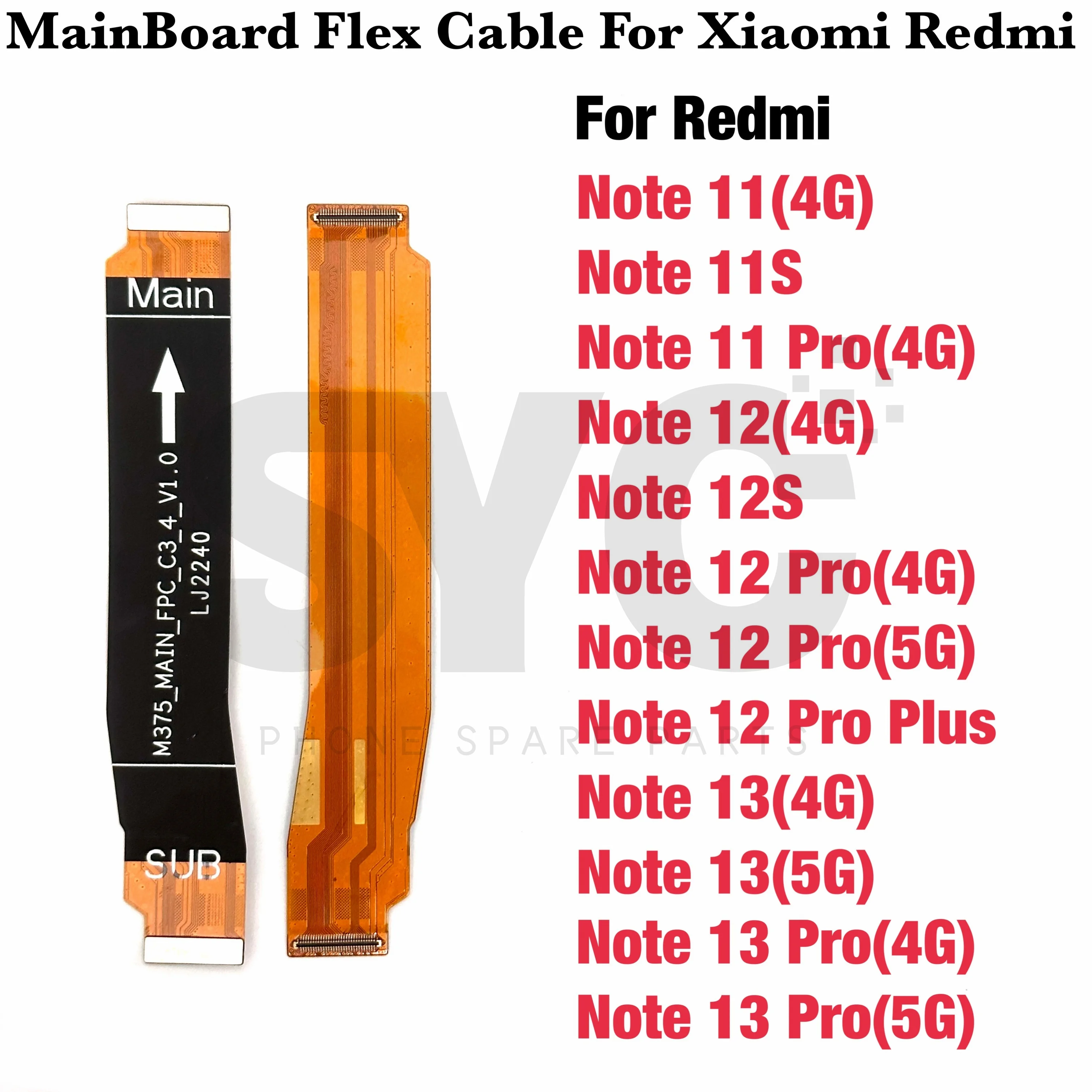 

SYC Mainboard For Redmi Note 11 11S 12 13 Pro 4/5G Motherboard Flex Cable New Main Board Ribbon Connector Spare Parts