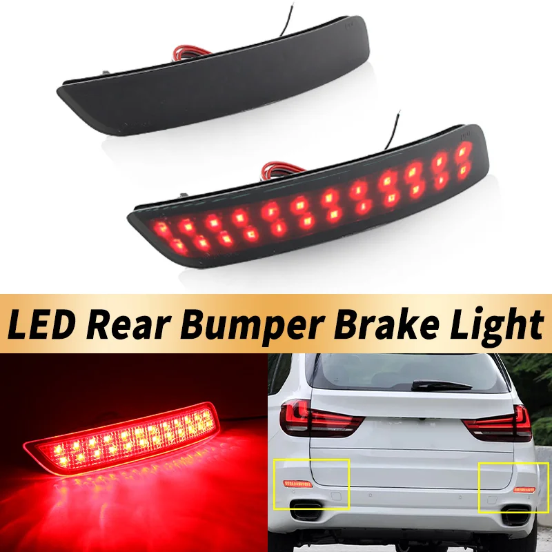 2PCS For BMW F15 X5 2014-2018 OE-Spec Smoked/Red Lens Full Red Led Bumper Reflector Lights Tail Brake Stop Lamp Car Accessories