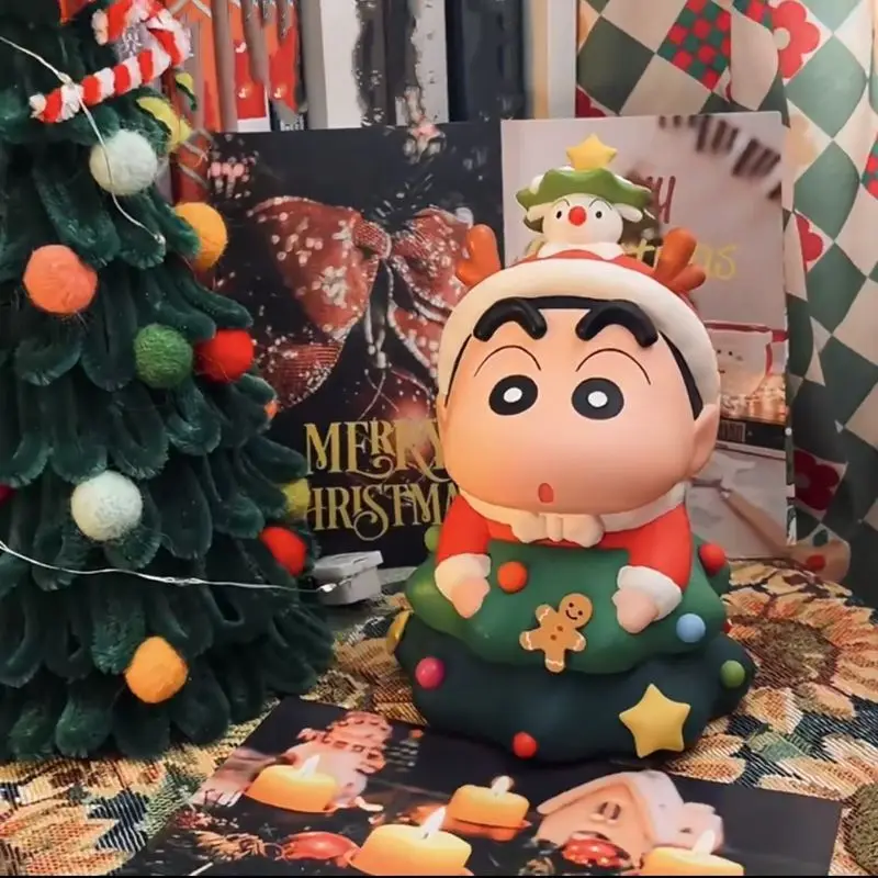 New 14cm Anime Crayon Shin Chan Action Figure Christmas Tree Himawari Figurine Nohara Shinnosuke Christmas Figure Cute Doll Gift